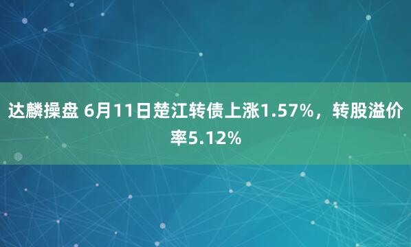 达麟操盘 6月11日楚江转债上涨1.57%,转股溢价率5.12%